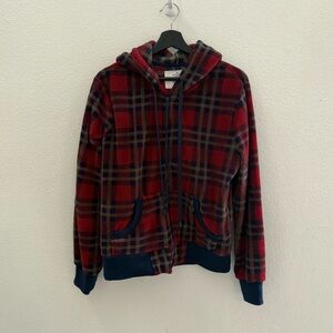 Red and Blue Plaid Hoodie size XL